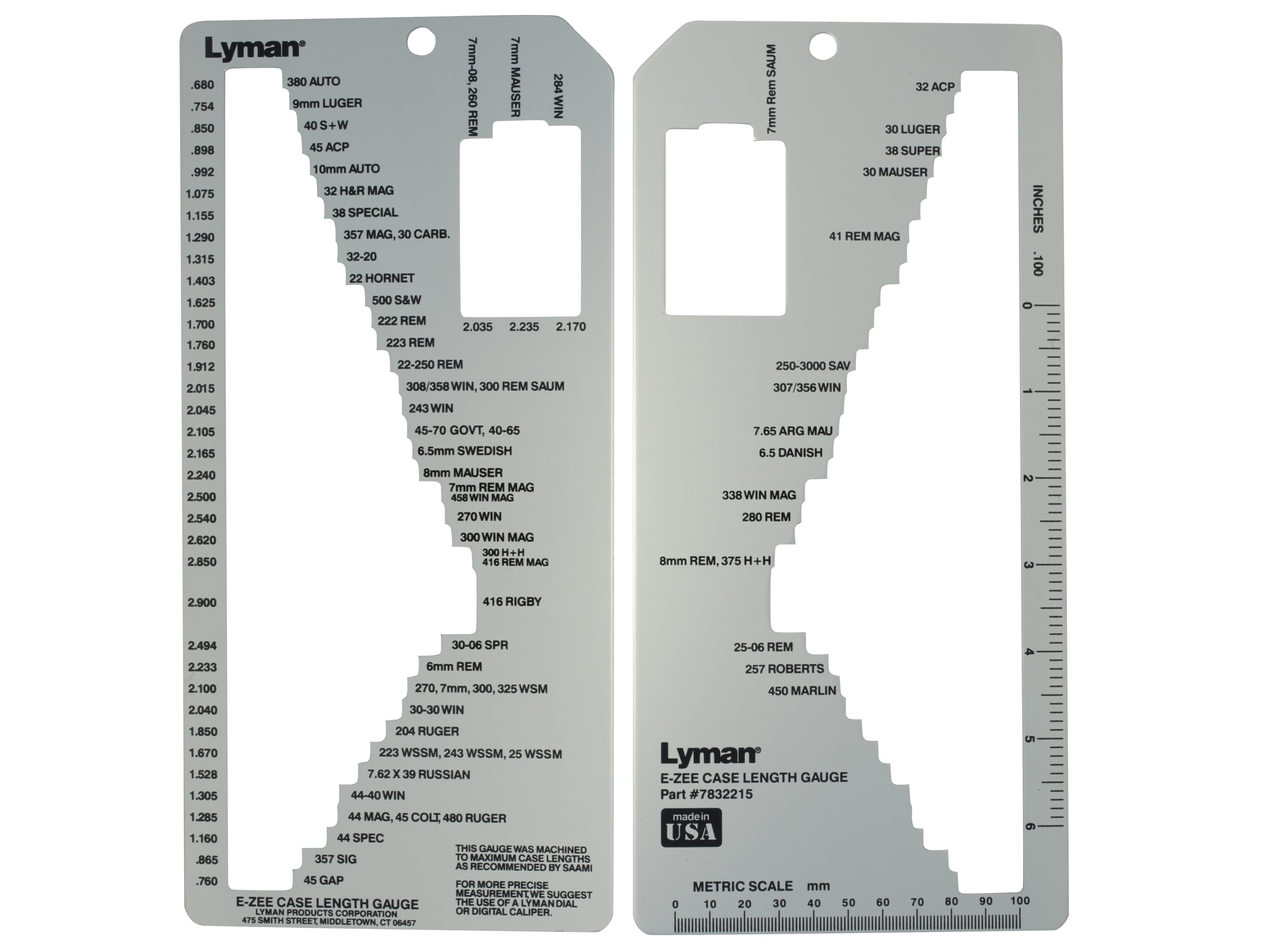 Cartridge Length Chart