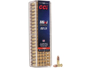 CCI Mini-Mag 22LR Ammo 40 Grain Plated Round Nose Box of 100