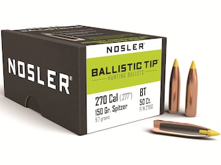 Nosler Ballistic Tip Hunting 6.8mm, 270 Caliber (277 Diameter) Bullets 150 Grain Polymer Tip Box of 50