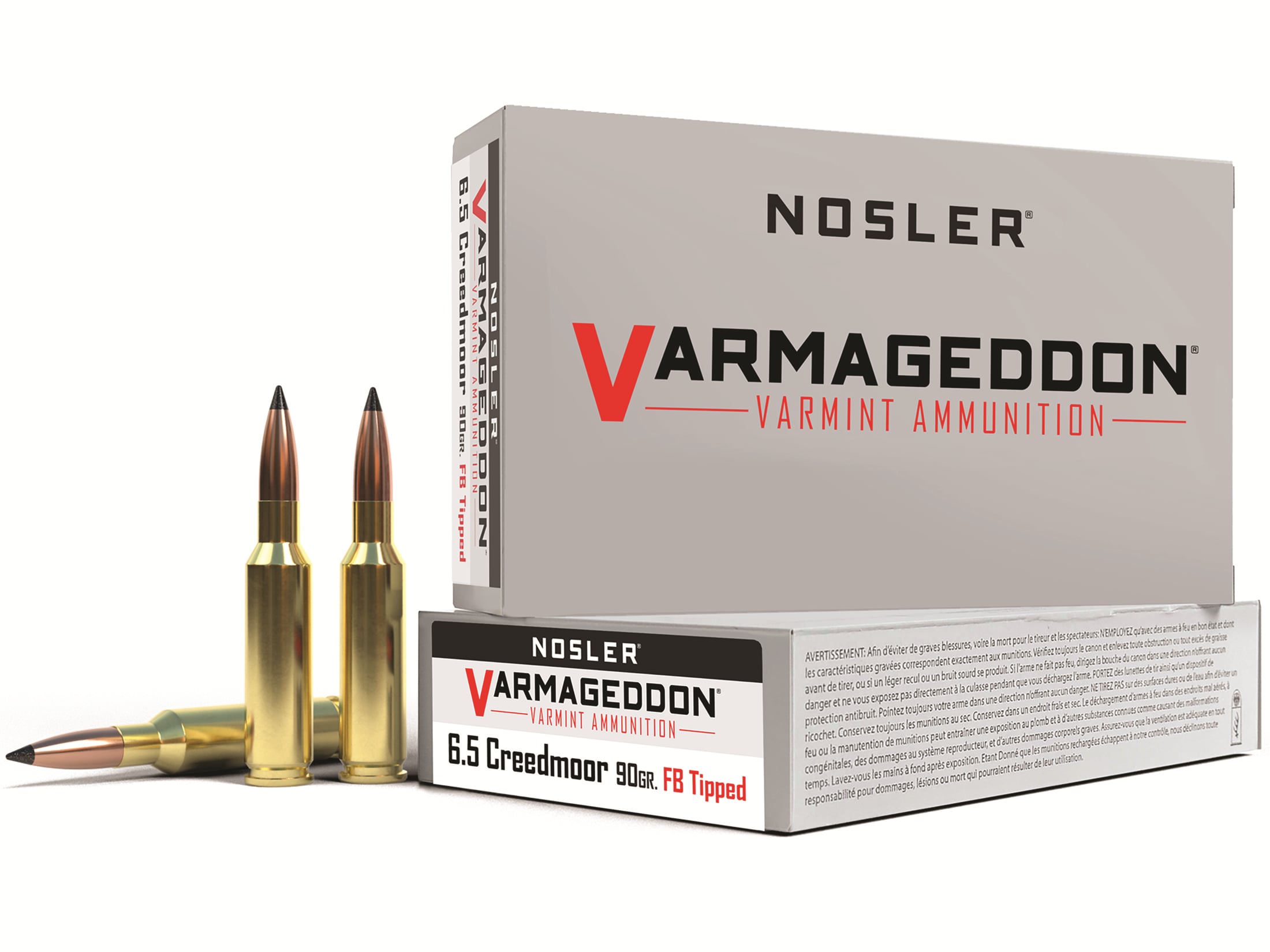 Nosler Varmageddon Ammunition 6.5 Creedmoor 90 Grain Polymer Tip Flat Base Box of 20