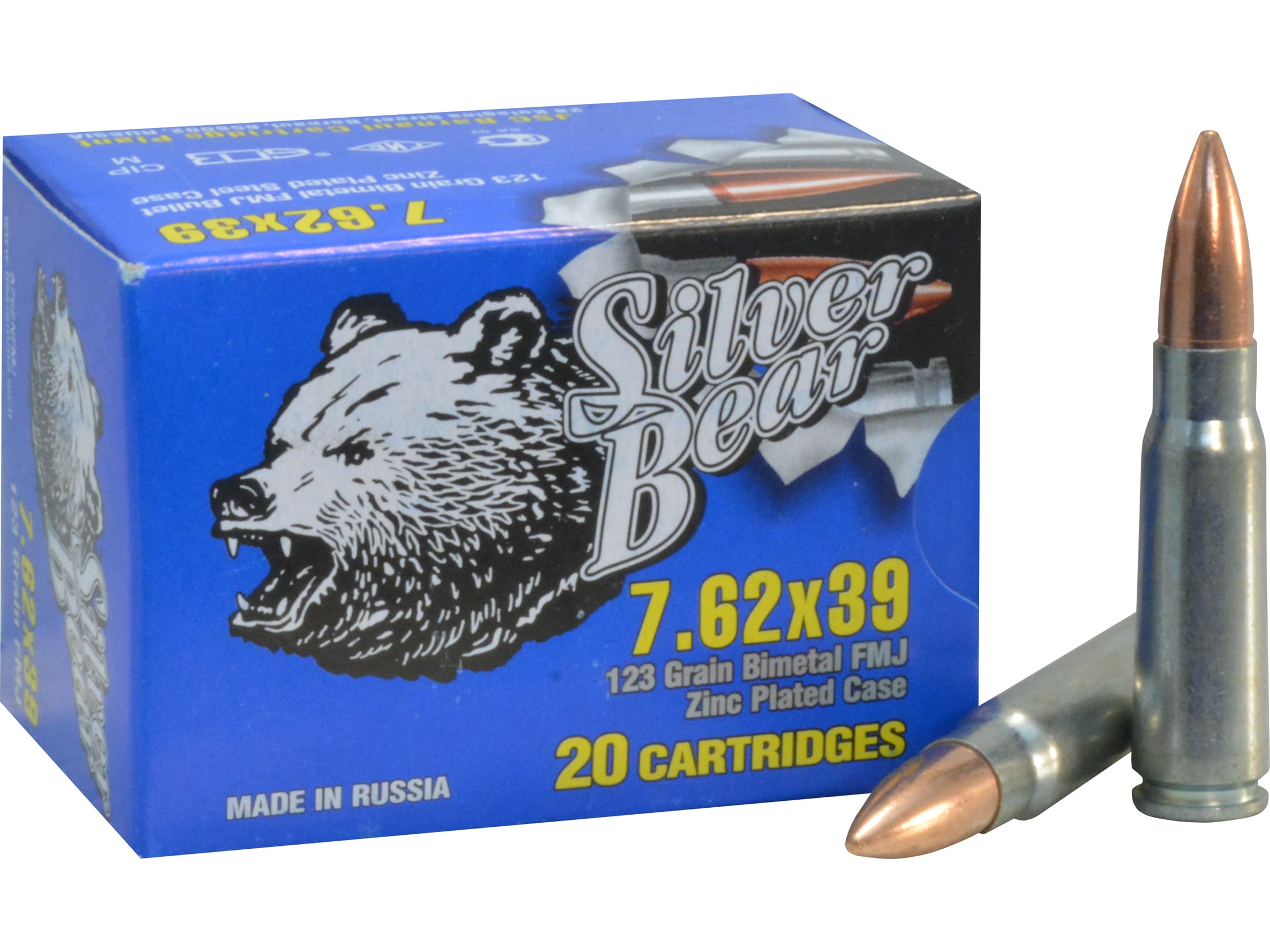 Bear Ammo Silver Bear 7.62x39mm Ammo 123 Grain Full Metal