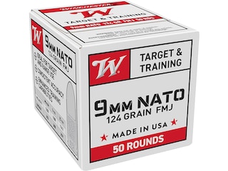 Winchester NATO 9mm Luger Ammo 124 Grain Full Metal Jacket Box of 50