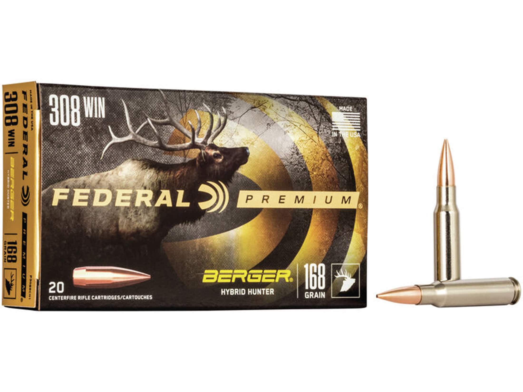 Federal Premium Ammunition 308 Winchester 168 Grain Berger Hybrid Hunter