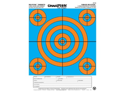 champion re stick 5 bull blue orange self adhesive targets