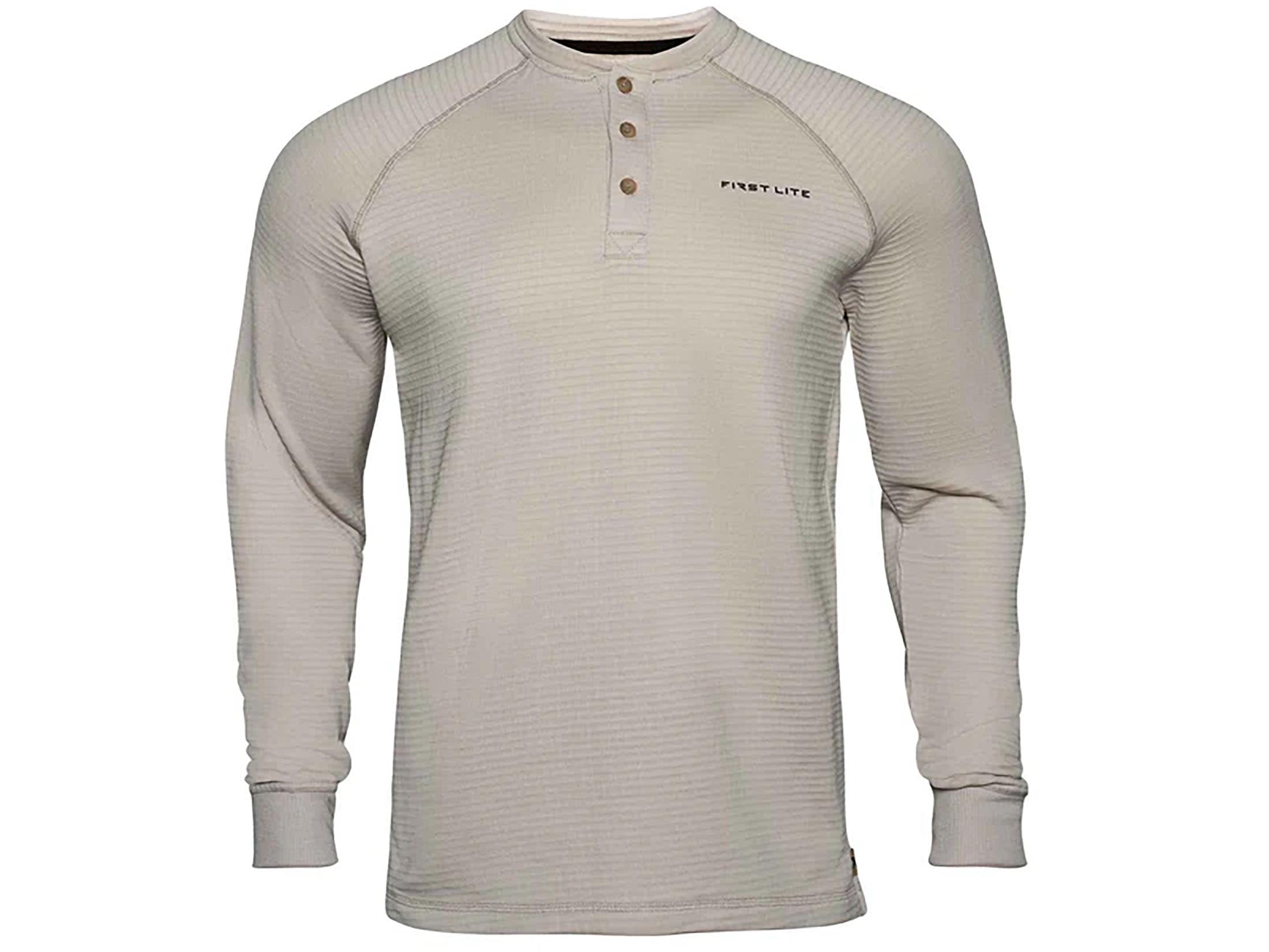 First Lite Men's ThermaGrid Long Sleeve Henley Shirt Sand XL