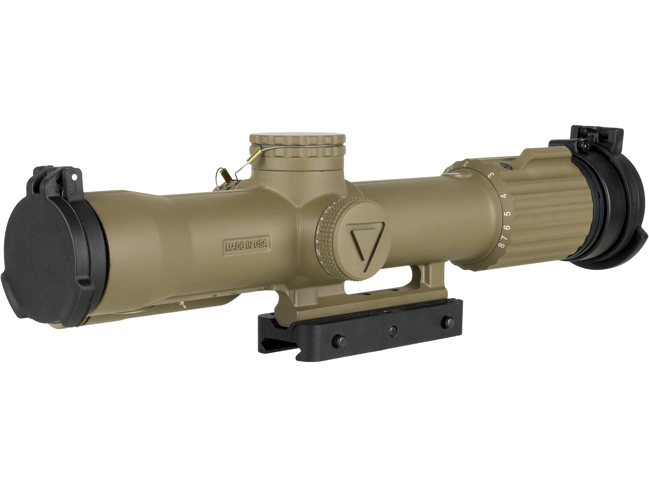 Trijicon VCOG Rifle Scope 30mm Tube 1-8x 28mm Illuminated MRAD Crosshair Reticle Cerakote Flak Dark Earth FIR-266 with Q-LOC Mount