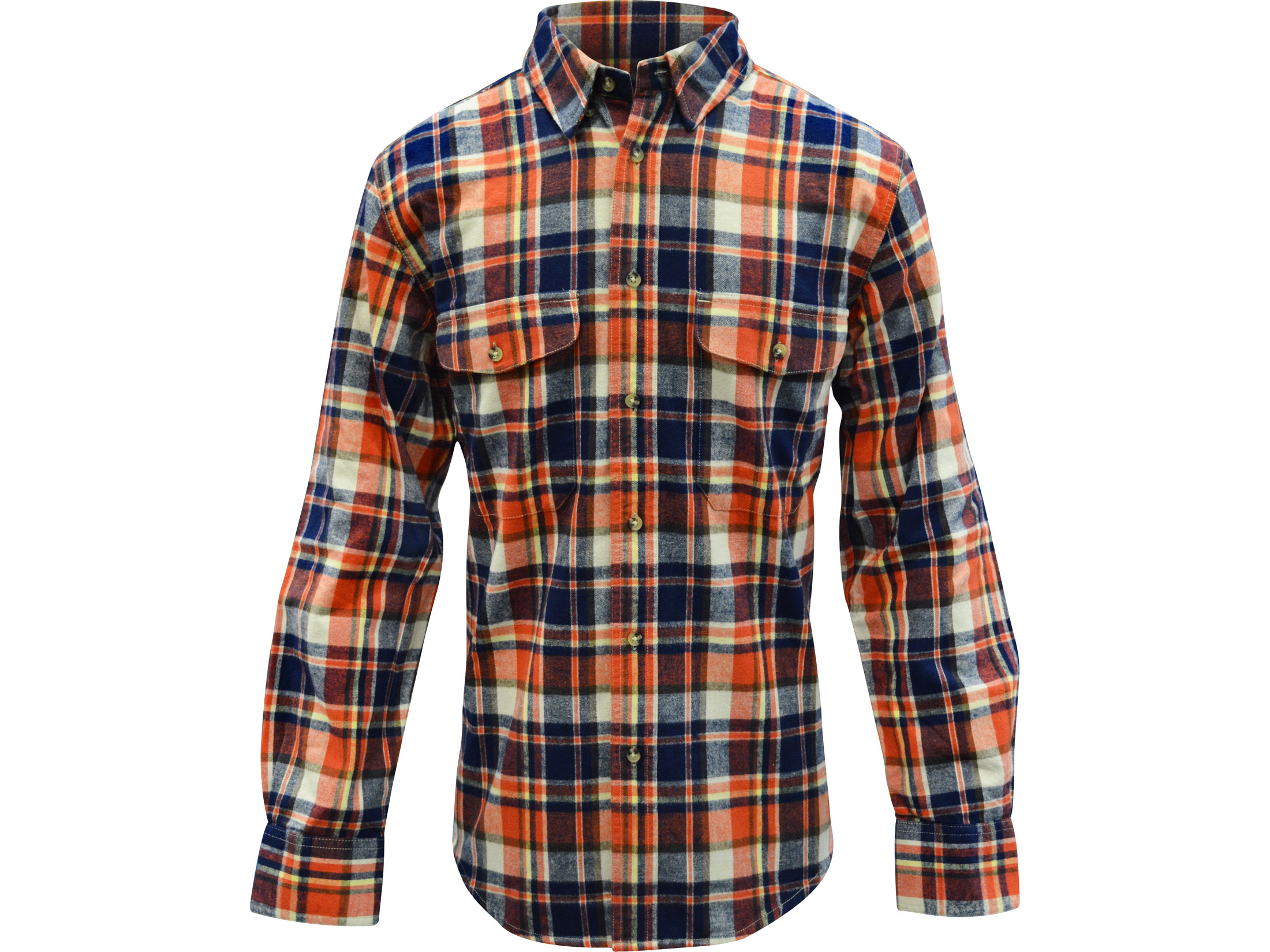 MidwayUSA Men's Flannel Long Sleeve Shirt Orange/Blue 5XL