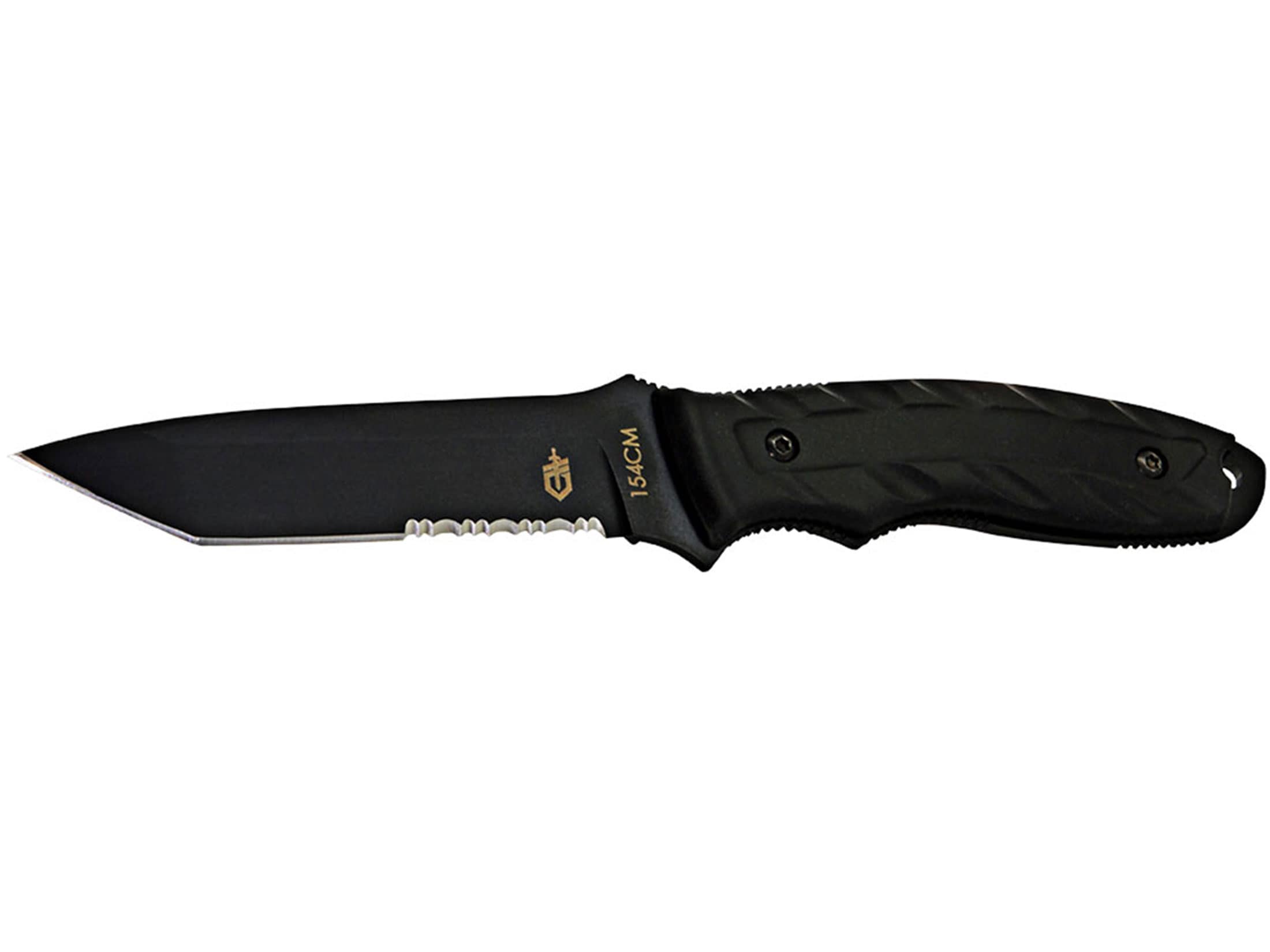 Gerber Combat Fixed Blade Knife 4.25 Black Serrated Tanto Point 154CM
