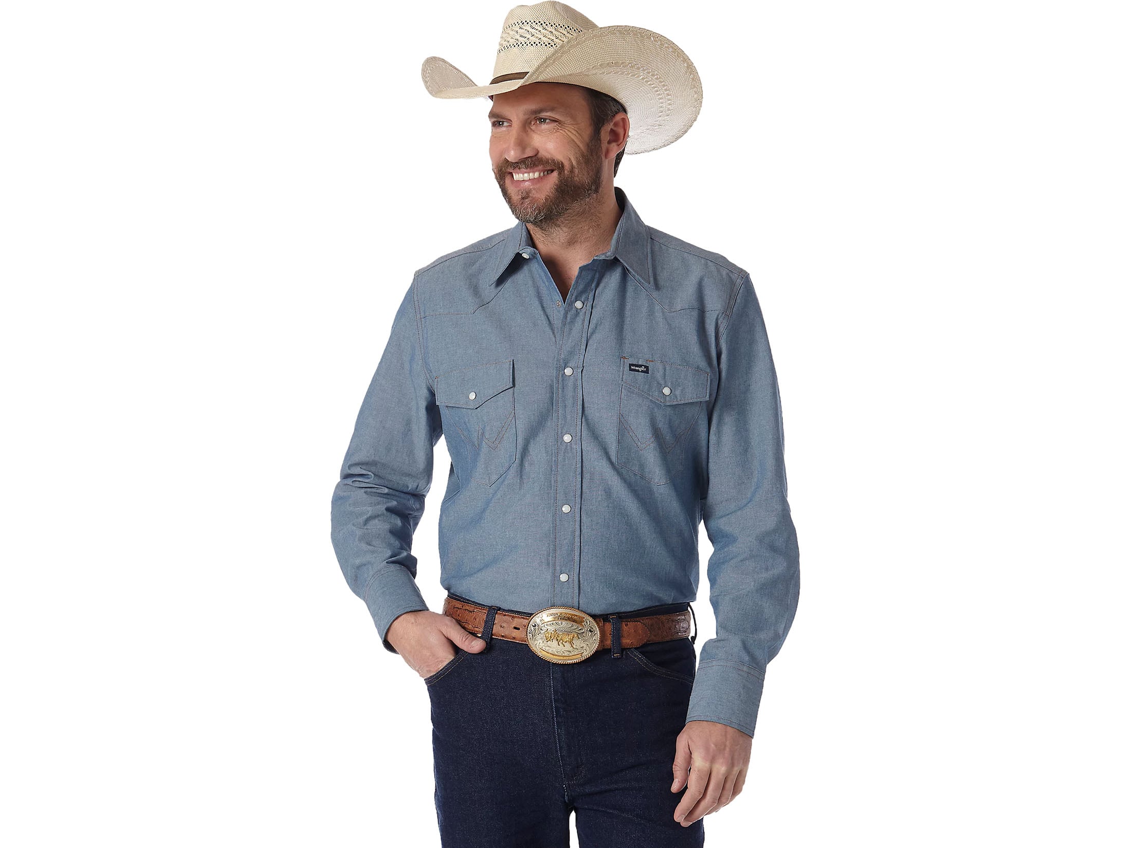 Wrangler Men's Authentic Cowboy Cut Shirt Chambray XL