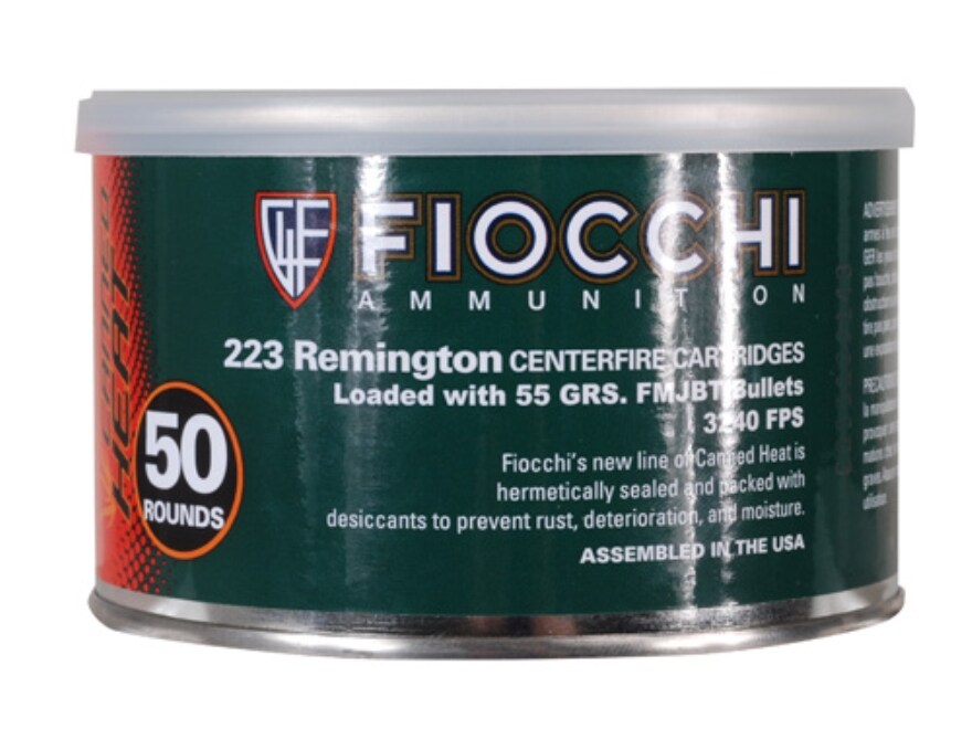 Fiocchi Canned Heat Ammo 223 Remington 55 Grain Full Metal Jacket Boat