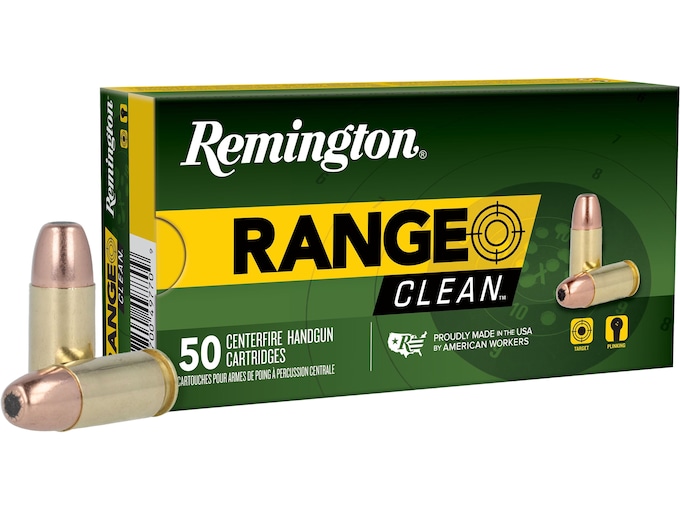 Remington Range Clean Handgun Ammunition 9mm Luger 115gr FN 1145 fps 50/ct - No Credit Card Fees - Low, flat rate shipping