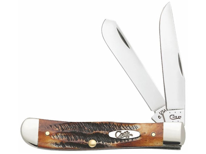 Case Trapper Pocket Knife 2-Blade Stainless Steel Blade Burnt Stag Handle