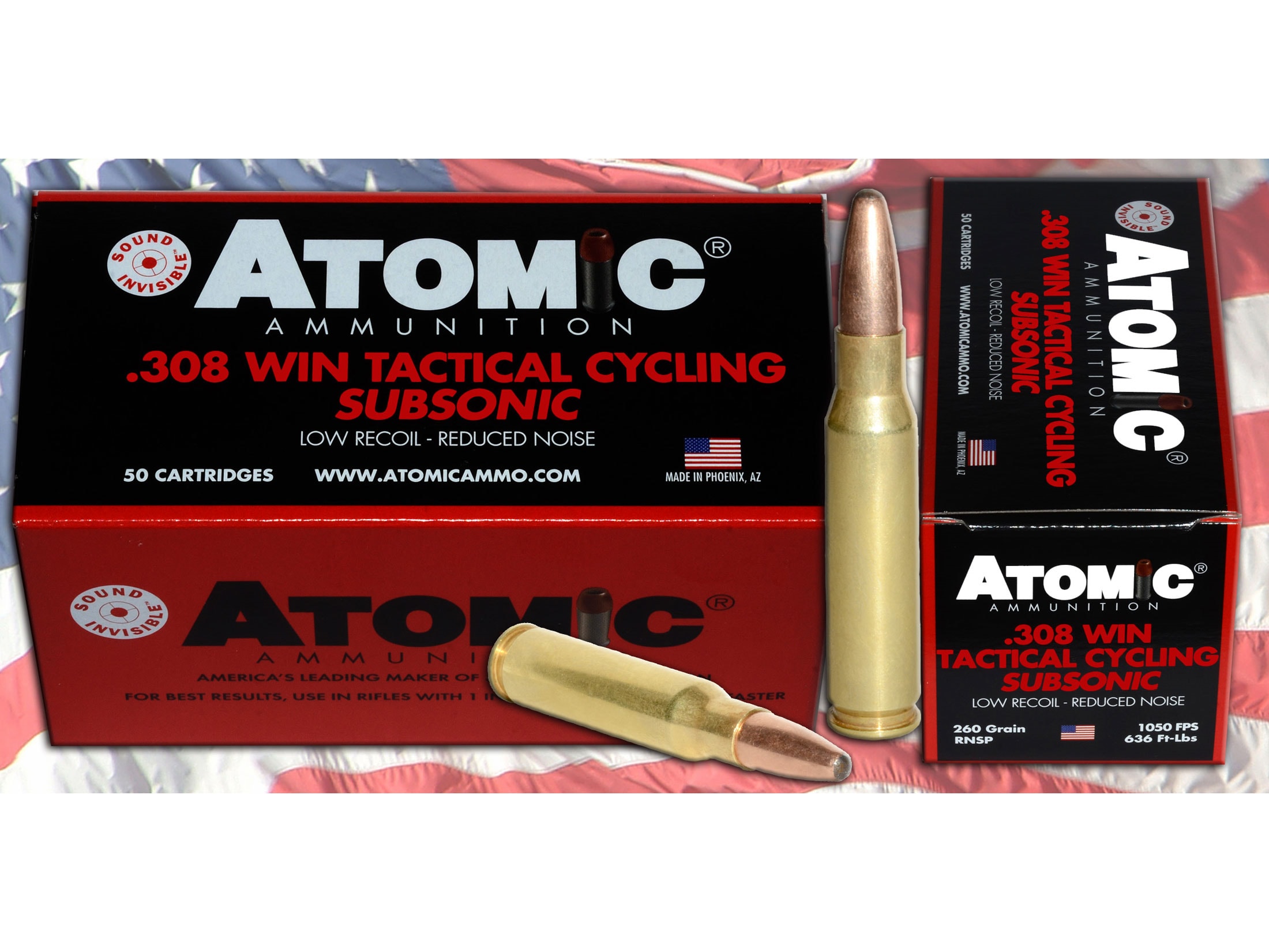 Atomic Ammo Tactical Cycling Subsonic 308 Winchester Ammo 260 Grain