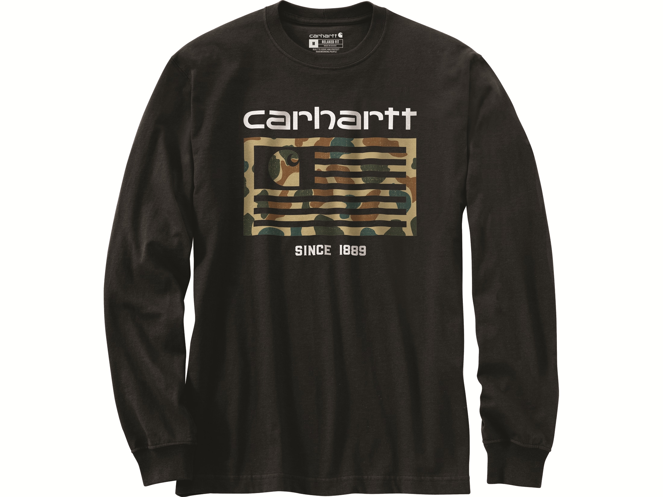 Carhartt Men's Relaxed Fit Midweight Long Sleeve Camo Flag T-Shirt