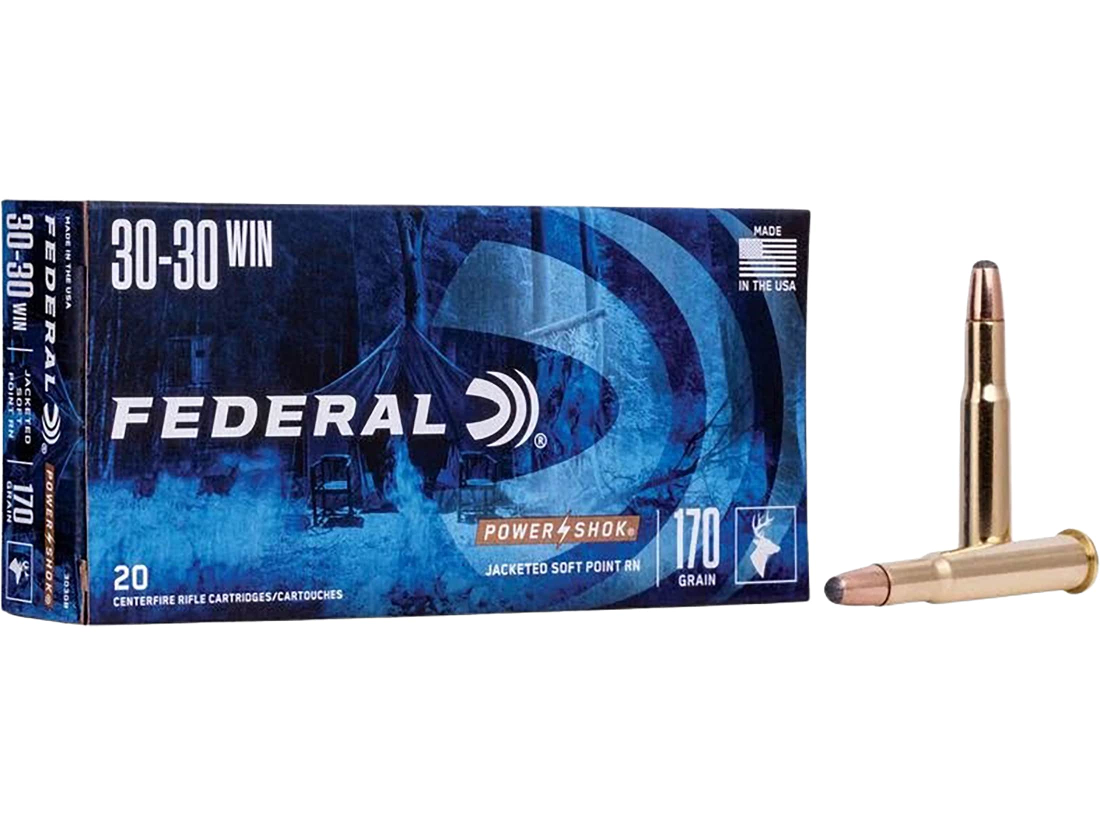 Federal Power-Shok 30-30 Winchester Ammo 170 Grain Jacketed Soft Point