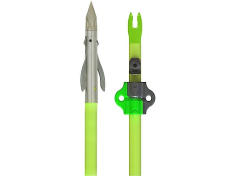 Muzzy Fiberglass Bowfishing Arrow with Iron 2-blade Point and Safety Slide Chartreuse