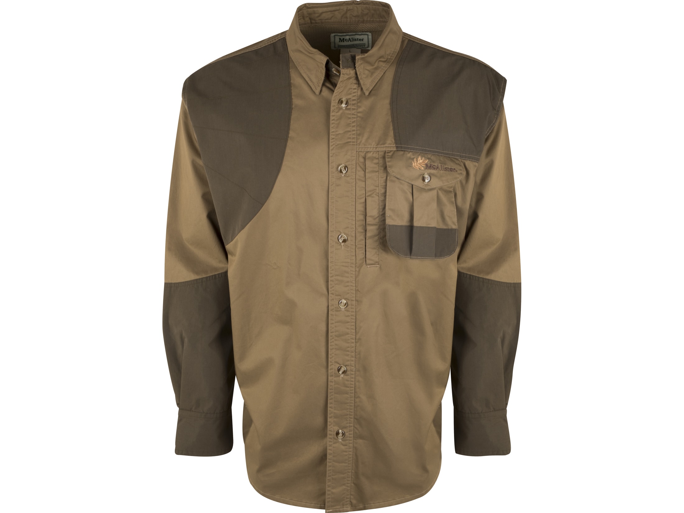 Drake Men's McAlister Upland Field Long Sleeve Shirt Olive/Tan Large