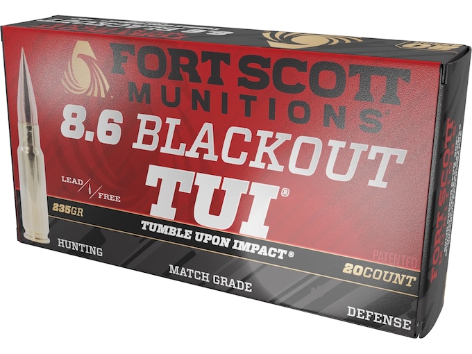 Fort Scott Munitions 86BLK235SCV1 Tumble Upon Impact (TUI) 8.6 Blackout 235 gr 20 Per Box/ 10 Cs