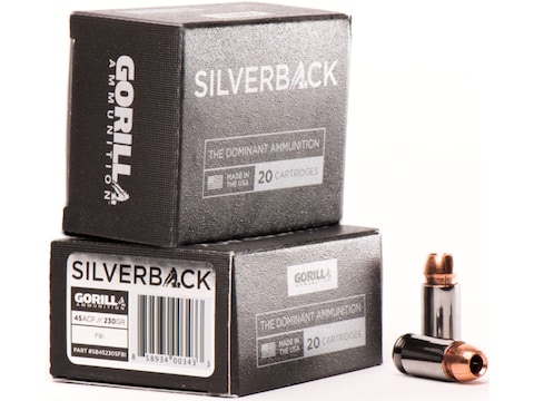 Gorilla Silverback Self Defense Ammo 45 ACP FBI Penetration 230 Grain