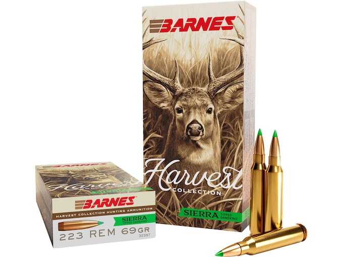 Barnes Harvest Collection 223 Remington Ammo 69 Grain Sierra GameKing Polymer Tip Box of 20