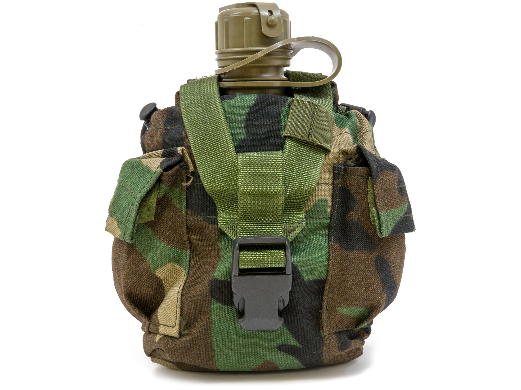 Military Surplus 1-Quart Canteen MOLLE II Carrier Grade 2 Woodland