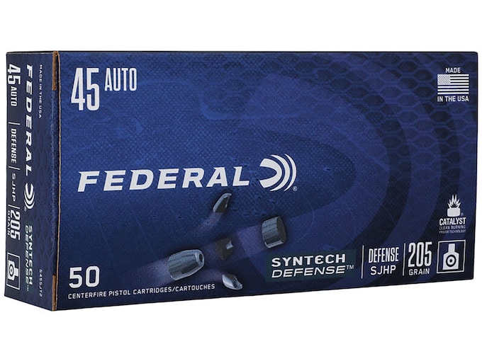Federal Syntech Defense Brass .45 ACP 205-Grain 50-Rounds SJHP