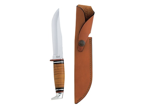 Case Hunter Fixed Blade Knife 5" Clip Point Stainless Steel Blade Leather Handle Brown