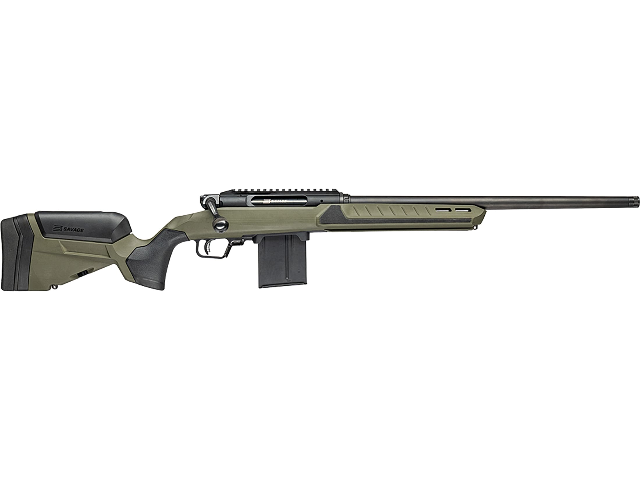 Savage Arms Impulse Core Predator Straight Pull Rifle 22 Creedmoor 20" Fluted Black Cerakote Threaded Barrel Black Cerakote Frame Olive Drab Adjustable Stock