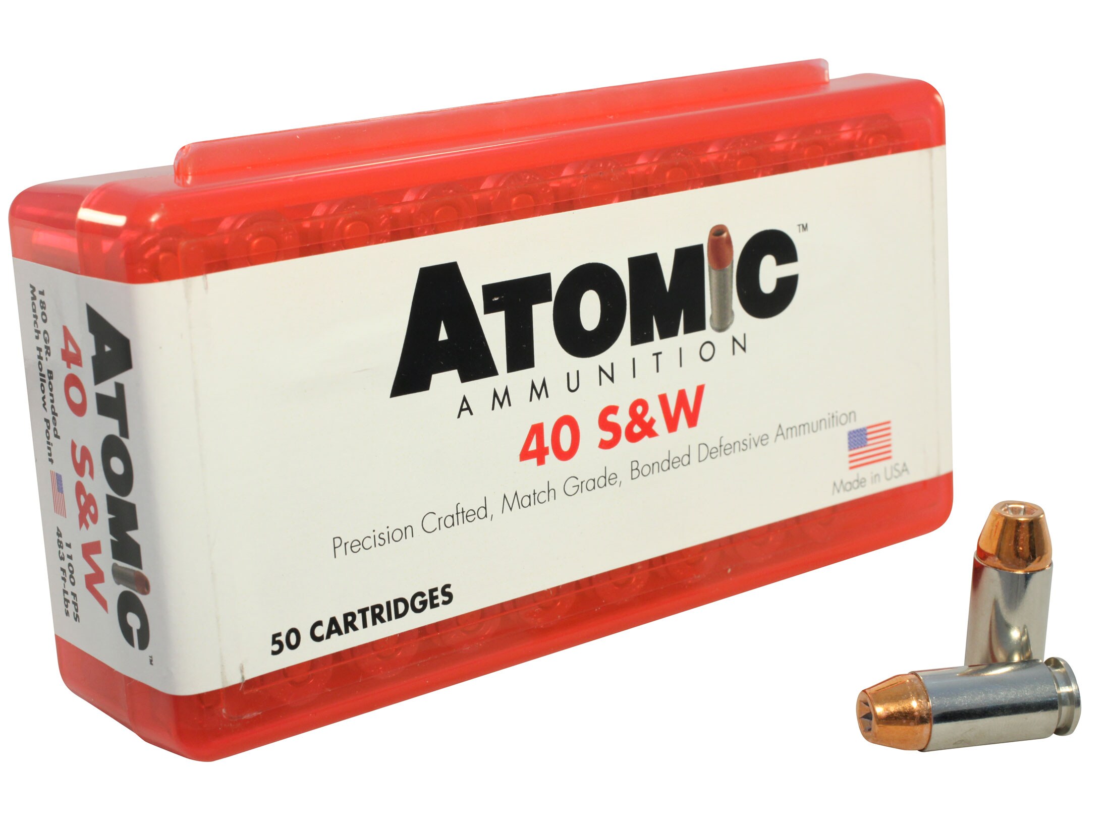 Atomic Ammo 40 S&W 180 Grain Bonded Jacketed Hollow Point Box of 50