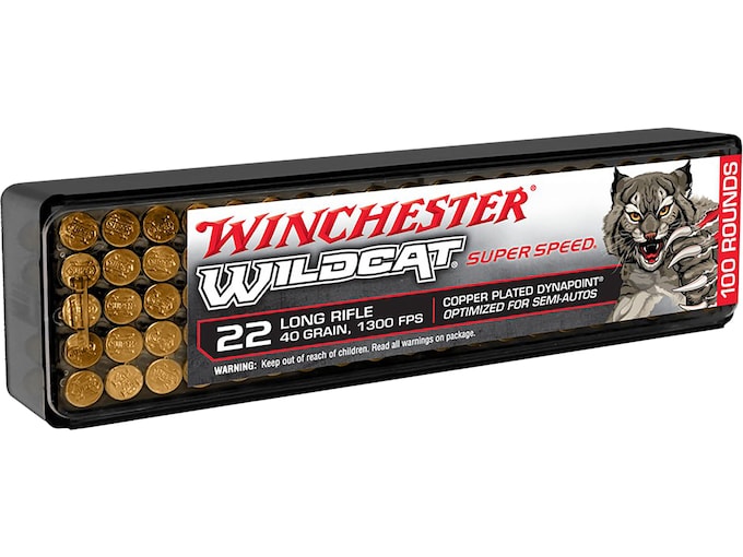 Winchester Wildcat Super Speed 22LR Ammo 40 Grain Plated Hollow Point Box of 100