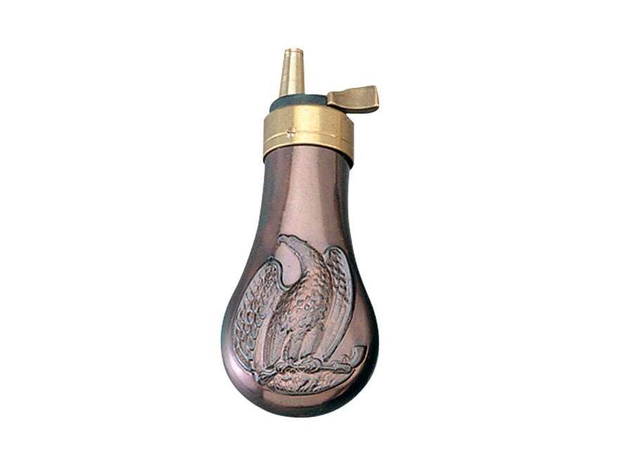 Powder flask with brass and copper mountings