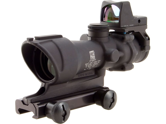 Trijicon ACOG Rifle Scope 4x 32mm Tritium Illuminated Amber Crosshair 223 Remington Reticle with 3.25 MOA RMR Type 2 Red Dot Sight and Colt Knob Thumbscrew Mount Matte Black