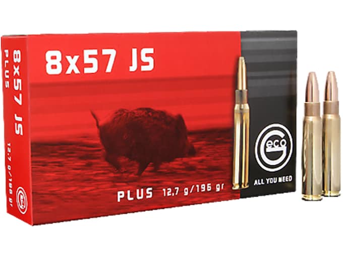Geco Plus Ammunition 8x57mm JS Mauser (8mm Mauser) 196 Grain Bonded Hollow Point Box of 20