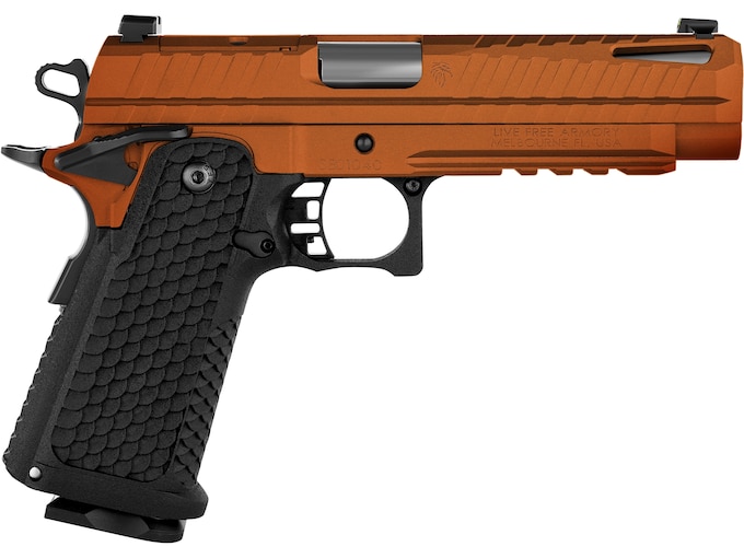 Live Free Armory Apollo 11 FS 9mm Luger Pistol 4.9″ Barrel 17+1 Round Copper Slide Black Grip Copper Frame
