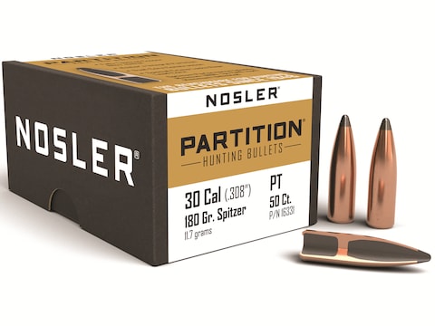Nosler Partition Bullets 30 Caliber (308 Diameter) 180 Grain Spitzer Box of 50