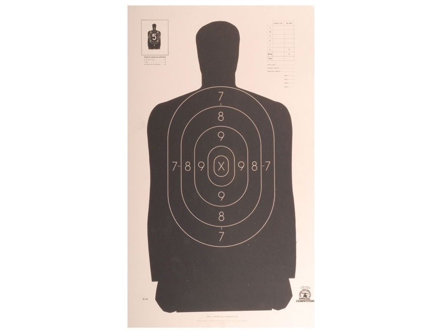 Paper Shooting Targets Black Silhouette Gun Pistol Rifle B-27 Qty 100 23x35 