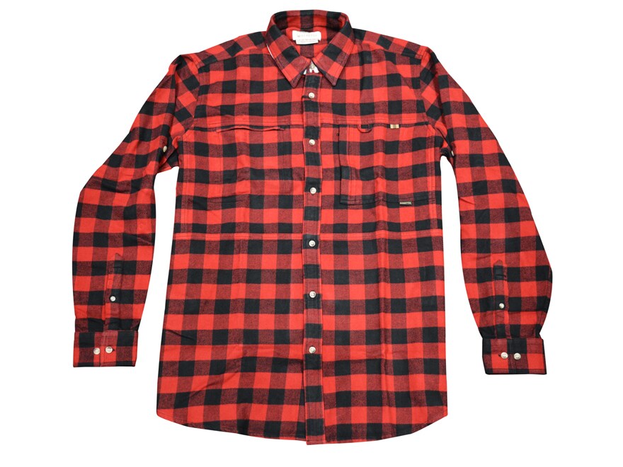 Beretta Men's Wood Flannel Overshirt Long Sleeve Cotton Red Check 2XL