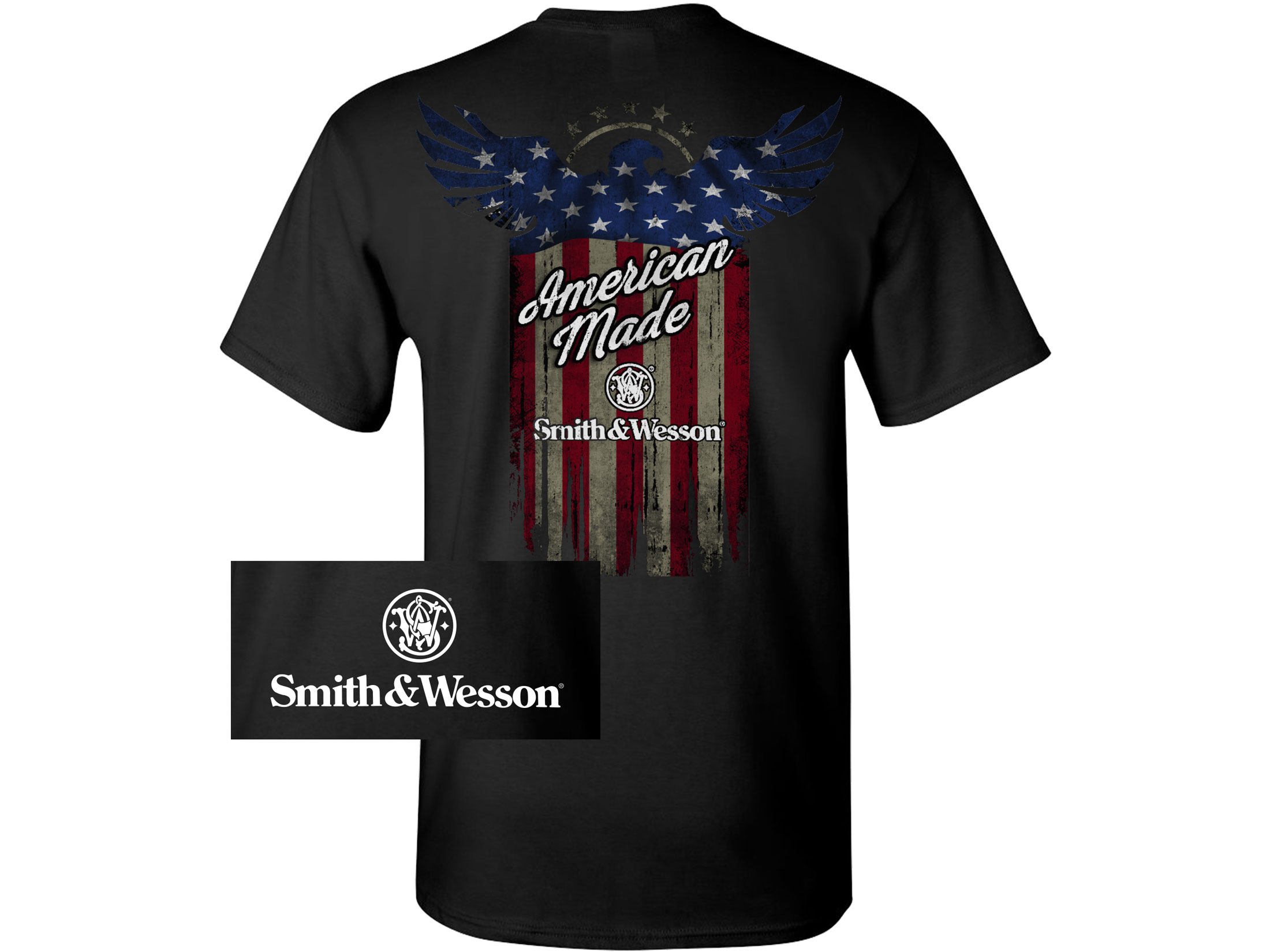 Smith, Wesson Men's Distressed American Made Logo T-Shirt Short Sleeve