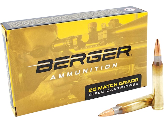 Berger Match Grade 223 Remington Ammo 69 Grain Hybrid OTM Tactical Jacketed Hollow Point Box of 20