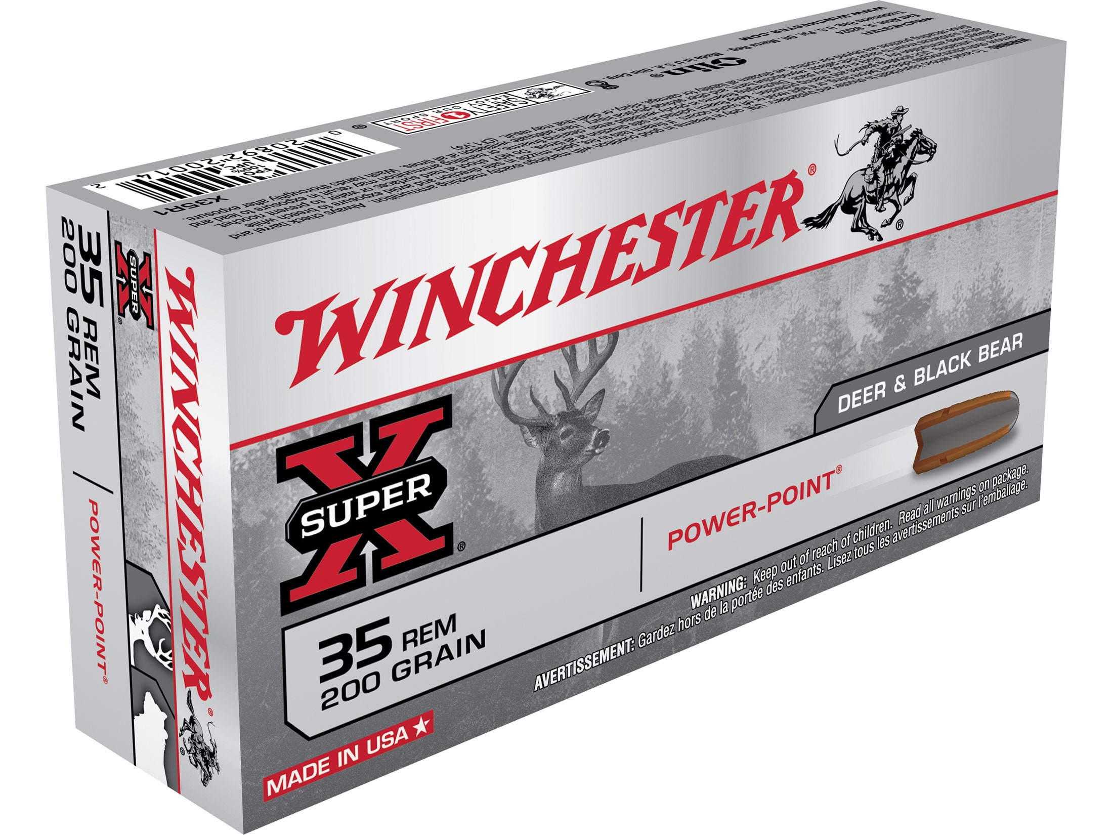 Winchester Power Point 35 Remington Ammo 200 Grain Jacketed Soft Point