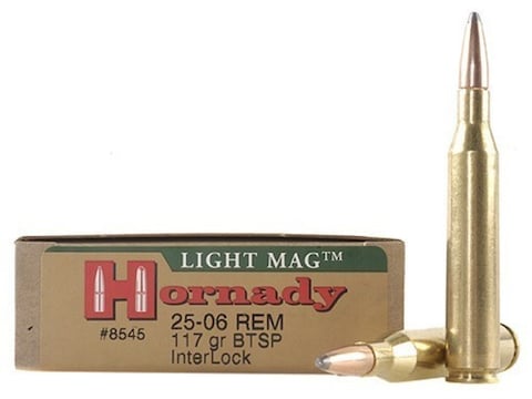 Hornady Light Mag Ammo 25-06 Remington 117 Grain Spire Point Boat Tail