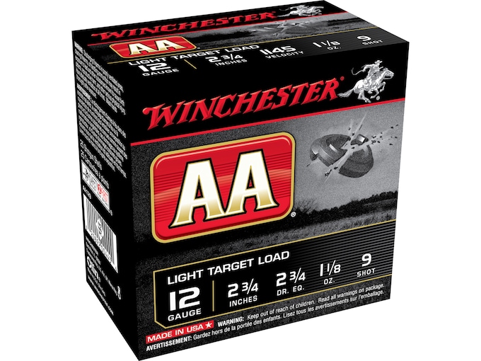Winchester AA Light Target 12 Gauge Ammo 2-3/4″ #9 Lead Shot 1-1/8 oz Case of 250 (10 Boxes of 25)