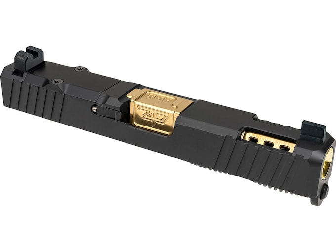 Zaffiri Precision ZPS3 Complete Ported Slide for Glock 43x RMSc Cut Black with Gold Barrel