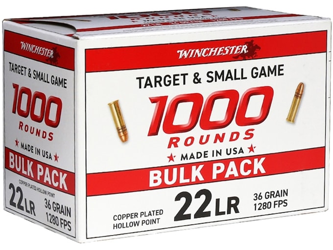 Winchester 22LR Ammo 36 Grain Plated Hollow Point Case of 2000 (2 Boxes of 1000)