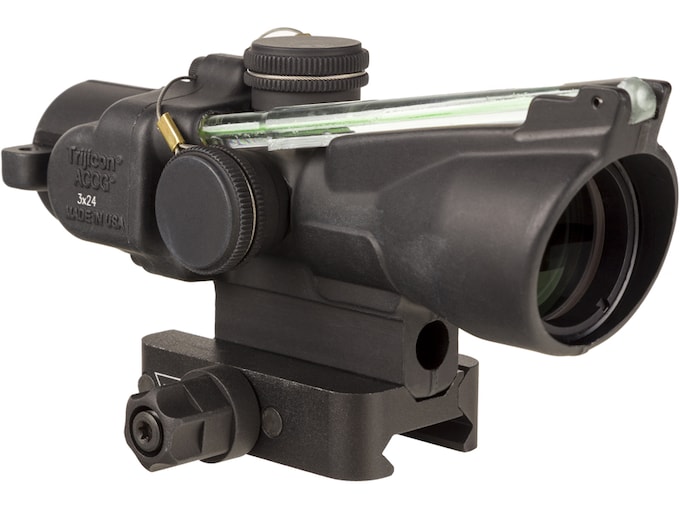 Trijicon ACOG TA50 Compact Crossbow Scope 3x 24MM Dual-Illuminated Green Chevron 400-440+ FPS Bolt Drop Reticle Q-LOC Mount Matte Black