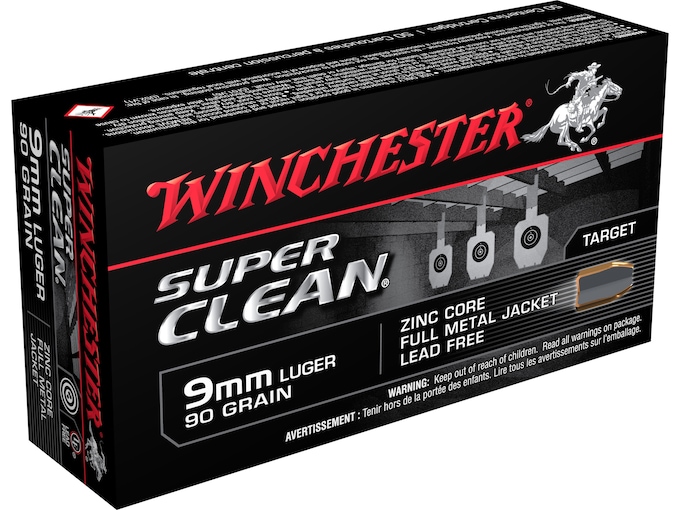 Winchester Super Clean NT 9mm Luger Ammo 95 Grain Winchester Super Clean Full Metal Jacket Lead Free Case of 500 (10 Boxes of 50)