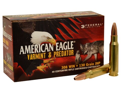 Federal American Eagle Varmint and Predator Ammunition 308 Winchester 130 Grain Hollow ...