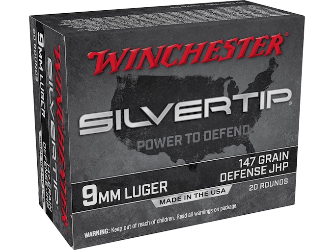 Winchester Silvertip Defense 9mm Luger Ammo 147 Grain Winchester Silvertip Jacketed Hollow Point Case of 200 (10 Boxes of 20)