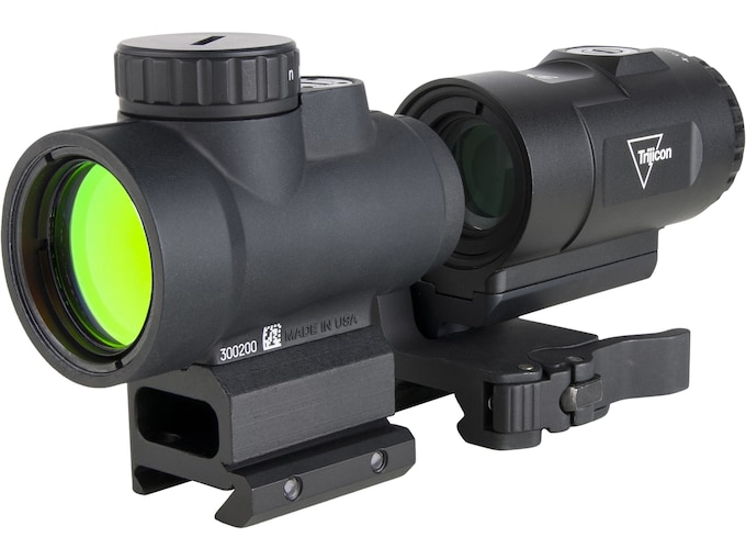 Trijicon MRO SD Patrol Red Dot Sight with 3x Magnifier Red 2 MOA Reticle Matte Black Q-LOC QD Full Co-Witness Mount