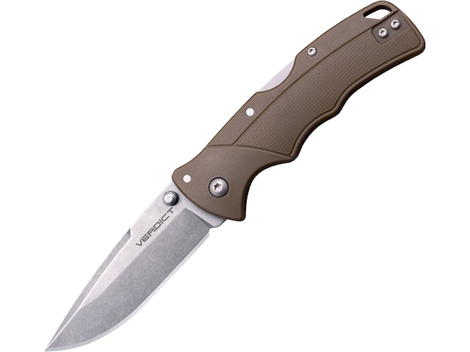 Cold Steel Verdict Pocket Knife 3″ Spear Point 4116 Stonewashed Blade GFN Handle Flat Dark Earth